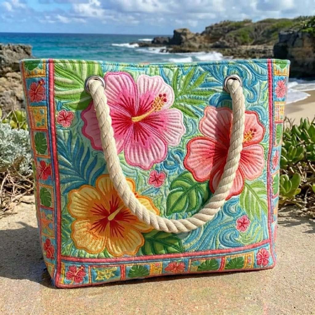 Tropical flowers Beach bag