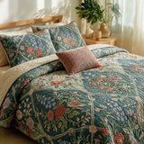 Teal Rose Bedding Set