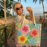 Tropical flowers Beach bag